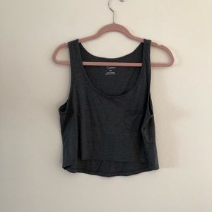 American Eagle cropped heather grey tank